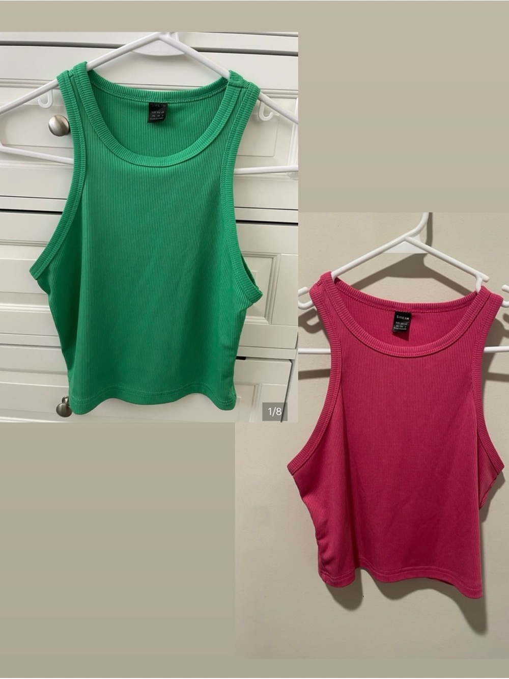*BUNDLE* SHEIN Cropped Tank Tops Green and Pink Size XS